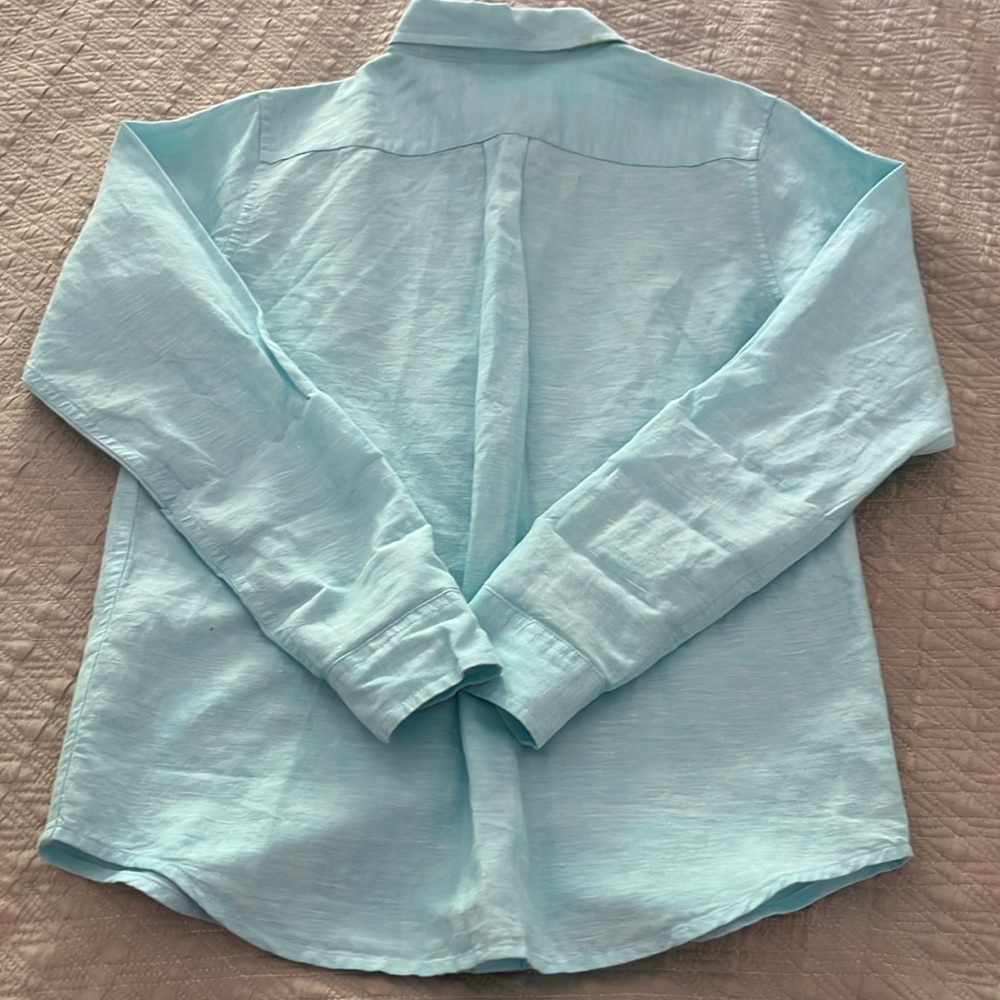 Janie and Jack boys linen/cotton long sleeve button down shirt - Picture 7 of 9